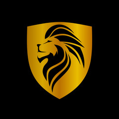 Lion Head In Shield Logo Template