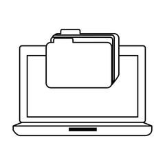 laptop computer with folder vector illustration design