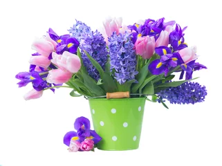 Glasschilderij Hyacint hyacinten en tulpen