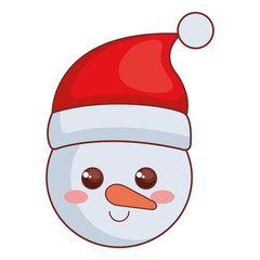 cute snowman head christmas character vector illustration design