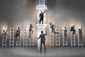 Businessmen in accelerated and fast promotion concept