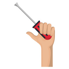 hand with screwdriver tool isolated icon vector illustration design
