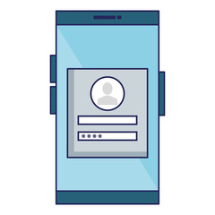 smartphone device with login interface vector illustration design