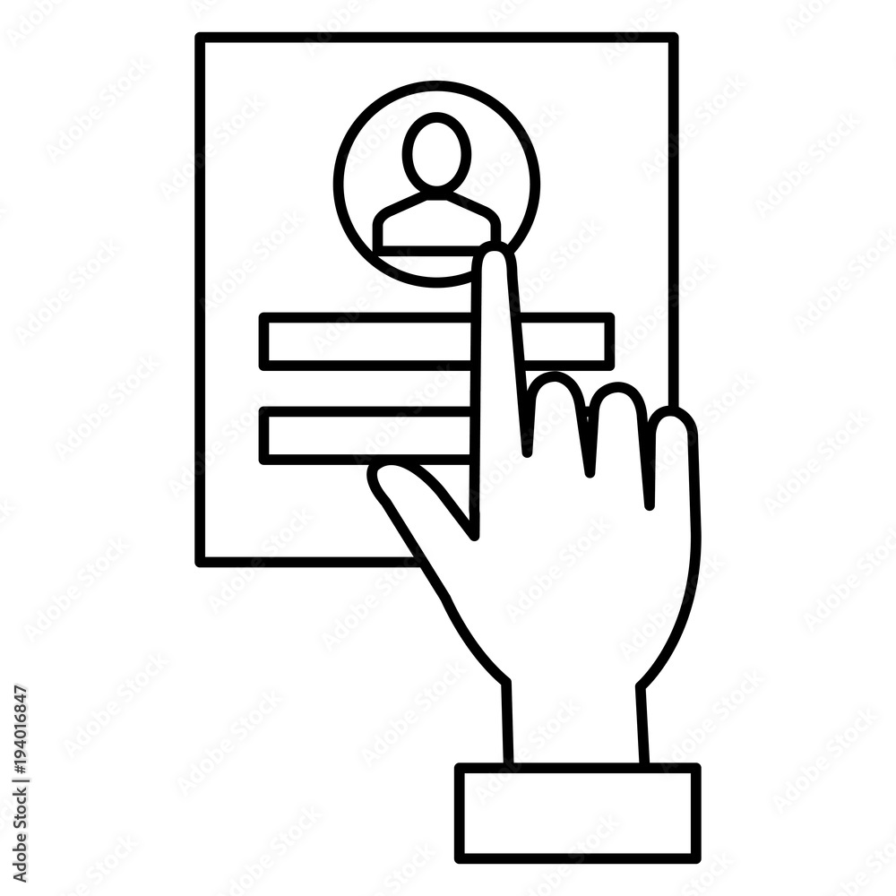 Poster hand user with login interface access icon vector illustration design