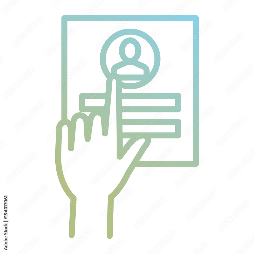 Poster hand user with login interface access icon vector illustration design