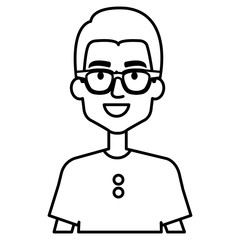 young man model with glasses avatar character vector illustration design
