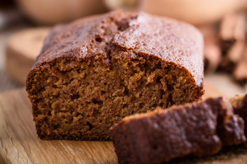 Healthy vegan pumpkin cake with ingredients