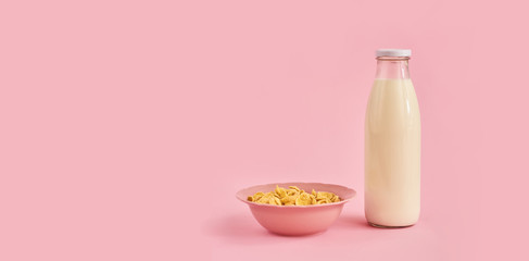 Cereals on pink background