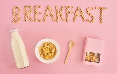 Cereals on pink background