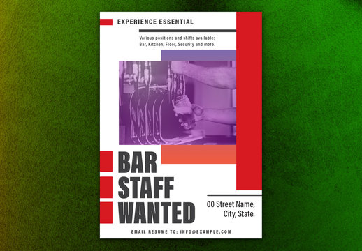 Staff Wanted Poster Layout with Red Accents 1