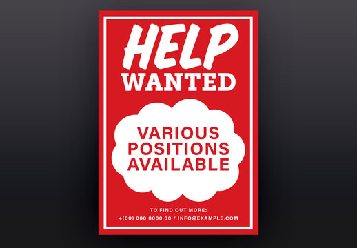 Red and White Help Wanted Poster Layout 1