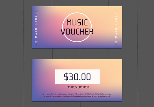 Purple-to-Orange Gradient Music Voucher Layout 1