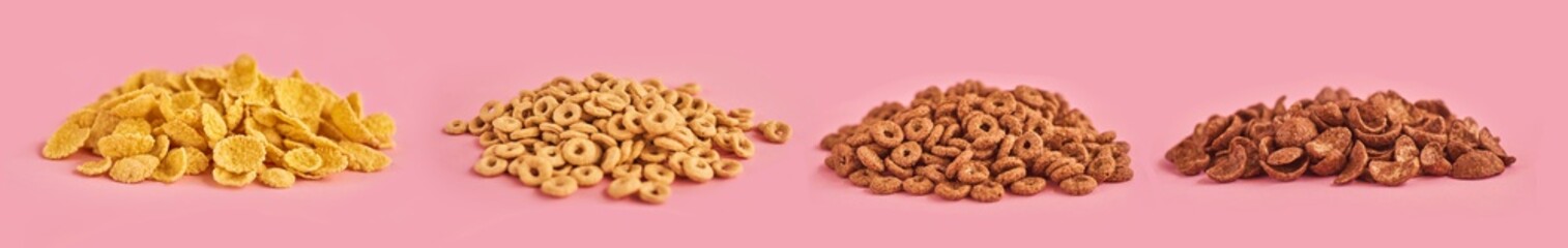 Cereals on pink background