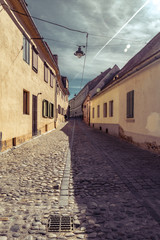 Fototapeta na wymiar Medieval streets of Sibiu in the summer