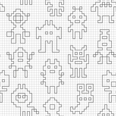 Seamless pattern with empty pixel robots.