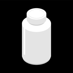 Plastic jar for tablets isolated. Container for medicines. Medical Pharmaceutical Illustration