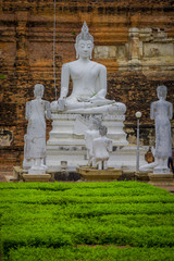 Outdoor view of Sukhothai historical park the old town of Thailand Ancient Buddha Statue at Wat Mahathat in Sukhothai Historical Park,Thailand