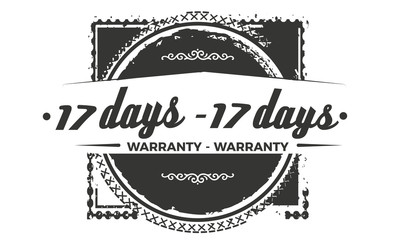 17 days warranty icon vintage rubber stamp guarantee