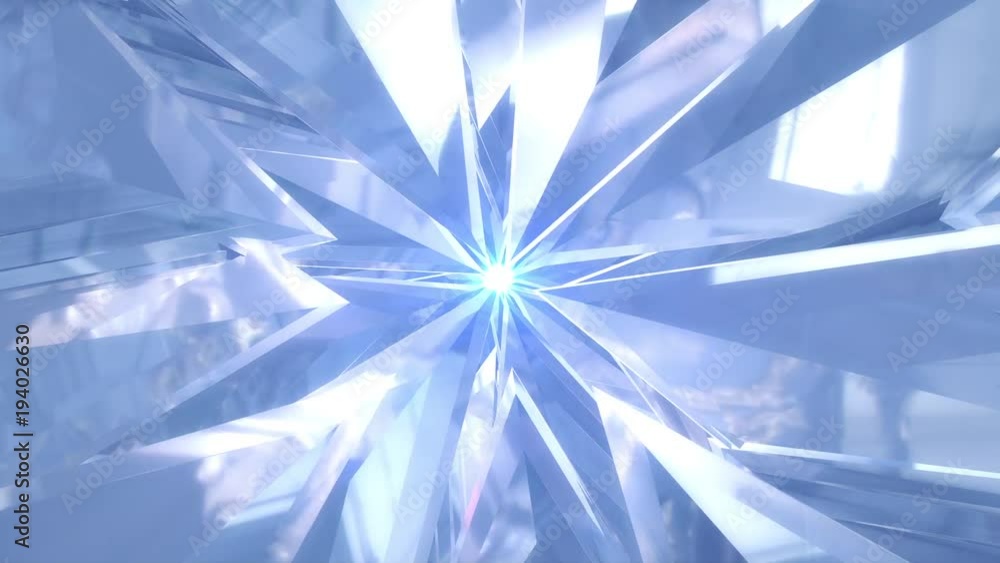 Poster 4k abstract technology tunnel. blue metal concstruciton sharp corners with reflections the camera ro