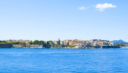 Obraz premium Corfu island panorama. Kerkyra town view from water