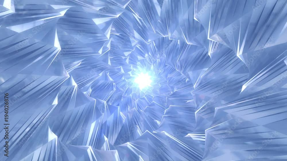 Poster 4k abstract technology tunnel. blue metal concstruciton sharp corners with reflections the camera ro