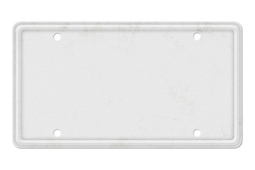Blank White Vintage License Plate Isolated - 194026824