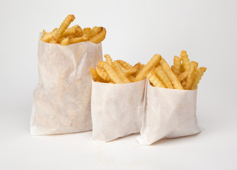 french fries multiple sizes in bags