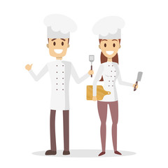 Isolated chefs couple.