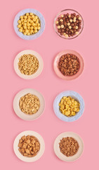 Cereals on pink background