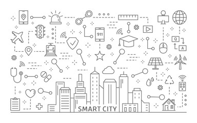 Smart city icons set.