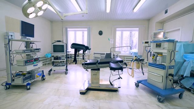Gynecological medical room with professional tools and equipment