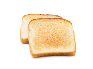 Slighty Golden Toast on a White Background