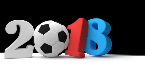 2018 soccer football ball with red and blue color 3d rendering