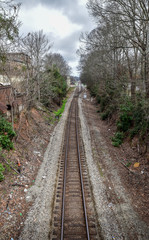Railroad train tracks in the south