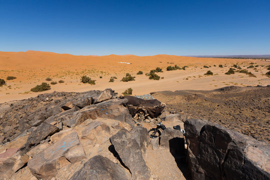Bedouin desert near sanddunes of Merzouga, Morocco