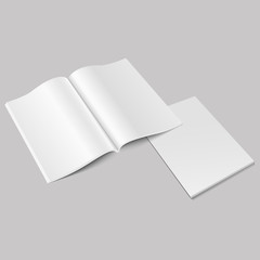 Blank open magazine mock up. Template for your design. Vector.