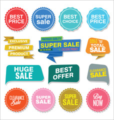 Sale stickers and tags colorful collection vector illustration