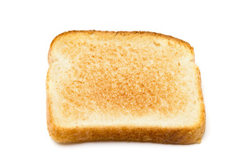 Slighty Golden Toast on a White Background