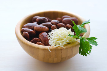 red beans with horse-radish and parsley