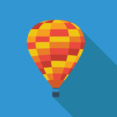 Fototapeta premium Hot air balloon in flat design. Colorful hot air baloon flat icon.