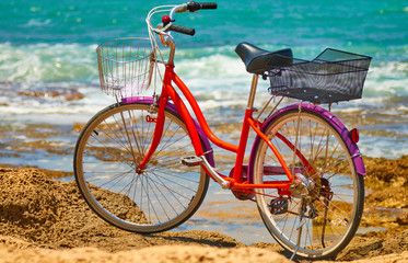 City bicycle on the beach