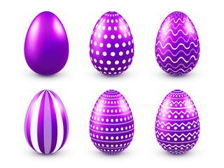 Easter eggs purple set. Spring. Holidays in April. Gift. Seasonal celebration.Egg hunt. Sunday.