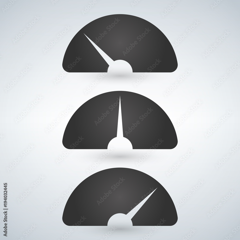 Poster gauge level indicator icon set from low to high. vector illustration.