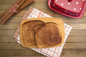 Classic Cinnamon Toast on a Rustic Wooden Table