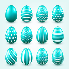 Easter eggs turquoise set. Spring. Holidays in April. Gift. Seasonal celebration.Egg hunt. Sunday.