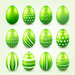 Easter eggs green set. Spring. Holidays in April. Gift. Seasonal celebration.Egg hunt. Sunday.