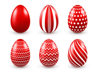 Easter eggs red set. Spring. Holidays in April. Gift. Seasonal celebration.Egg hunt. Sunday.