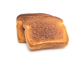 Dark Brown Toast on a White Background