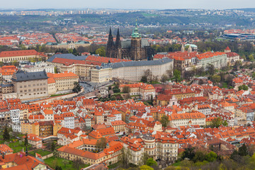 Naklejka na ściany i meble Panoramic view of old town with castle, Prague, Czech Republic