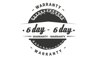 6 days warranty icon vintage rubber stamp guarantee